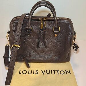 Louis Vuitton Monogram Brown Leather Empreinte Speedy 25 Bandouliere W Crossbody
